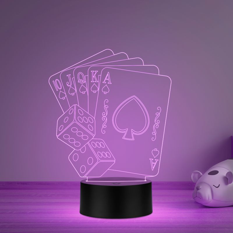 Playing Cards Acrylic led Table lamp Multicolored Light with Remote Control
